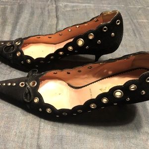 Prada D'Orsay Black Suede Heels, Size 37/7